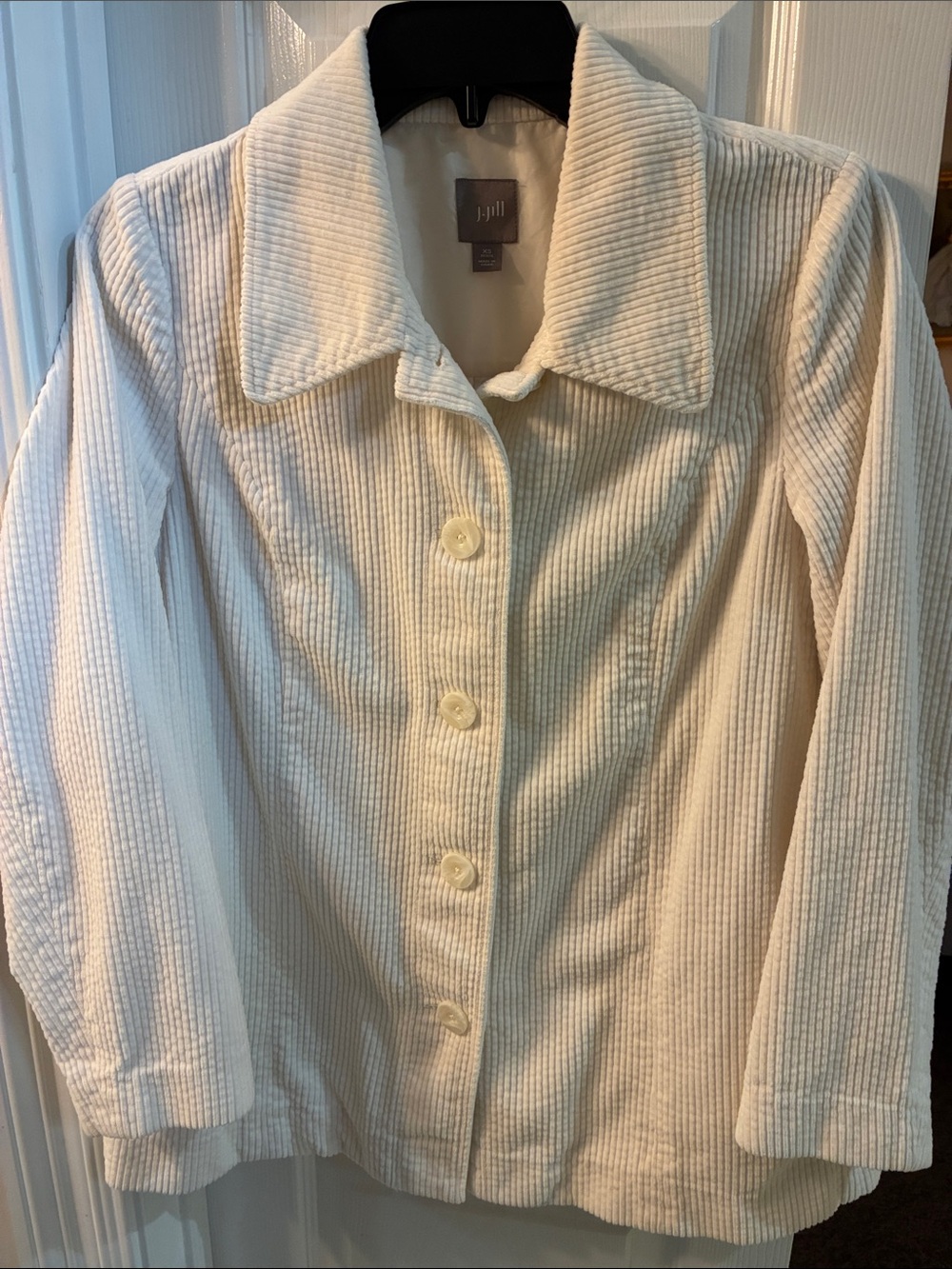 J. Jill Ivory Corduroy Back Pleated Cotton Button Jacket SZ XSP